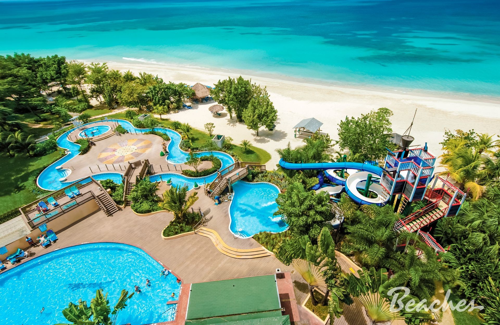 Beaches Negril, ariel view, seven mile beach, waterpark